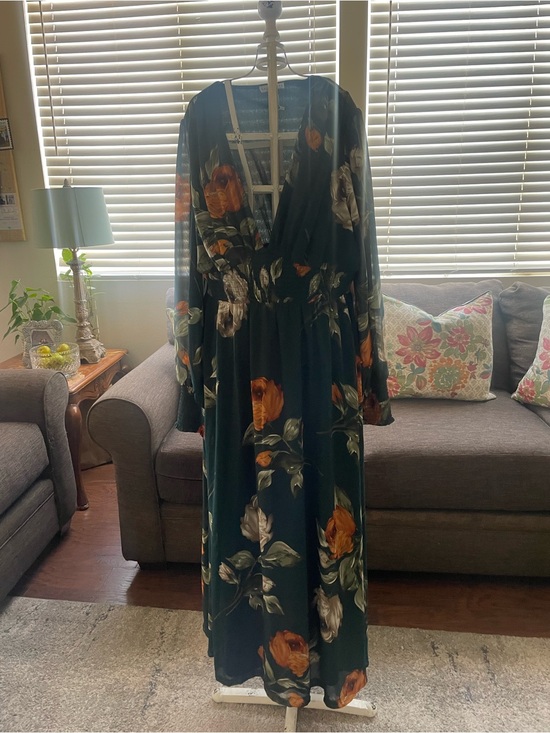 Baltic Born Dresses & Skirts - Baltic Born Teal Floral Maxi Dress with Orange Accents